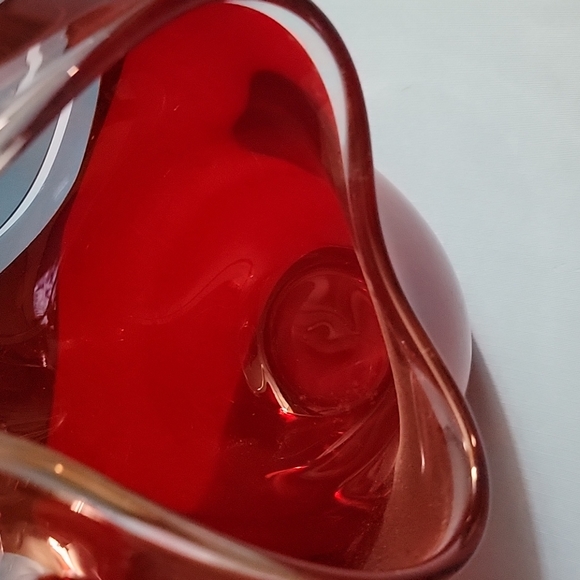 Art Glass Deep Red Cranberry Heavy Beautiful!! - Picture 3 of 6